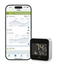 Outdoor Weather Station With Matter Connectivity And Siri Voice Access For Real Time Temperature And Humidity Weather Trend No Fuss IPX4 Water Resistant Display Wireless Setup Thread Border Router Required Works With iPhone And Android shown with iPhone app display.