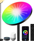 Smart RGB Floor Lamp With Alexa And Google Home, WiFi App Control, Remote Dimming, LED display, accessories included