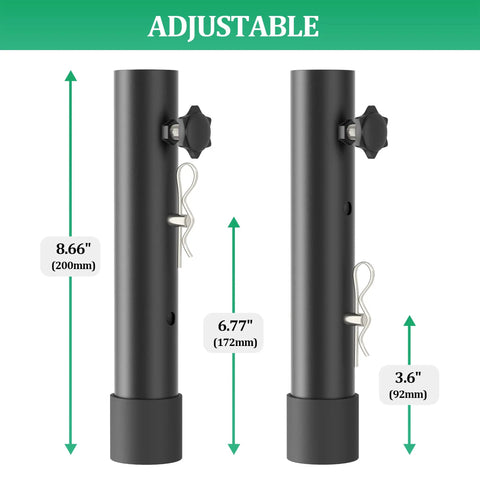 Heavy Duty Folding Table Risers 8 Pack Adjustable Leg Extenders height options 8.66" 6.77" 3.6" for comfort during outdoor events.