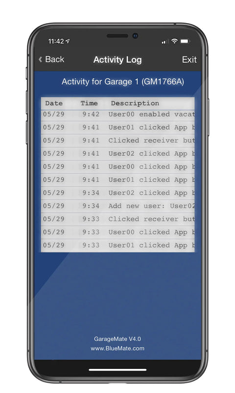 Smart Garage Opener Controller For iPhone Android And Apple Watch With No Fuss Setup And Secure Bluetooth 4.0 Access activity log