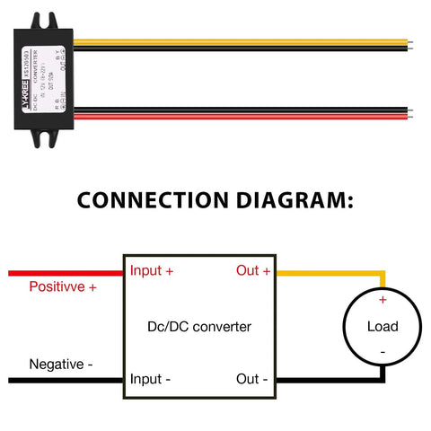 Connection diagram for 12V To 5V Buck Converter USB Module Three Pack For Car Use Converts DC To 5V Up To 3A 15W High Efficiency 96 Percent