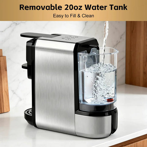 Side view of Single Serve Espresso Machine for Nespresso Pods Compatible with Original and Other Brands, 20 Oz Water Tank