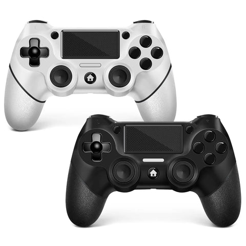 Two Pack Wireless PS4 Controllers Set For PS4 Pro Slim And PC With Non Slip Grips On Both Sides And USB C Cable Included Ergonomic Design For Comfort And Precise Control Black And White