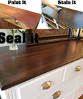 Light Wood Liquid Wood Finish 16oz Pint That Looks Like Real Wood And Feels Like The Real Thing With 66 Percent Recycled Wood Content Paintable Woodgrain Coating For Furniture Decor Projects And Restoration shown on a finished dresser.