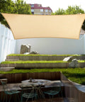 Beige 4x8 Sun Shade Sail For Patios And Backyards UV Blocking Outdoor Shade For Pergolas Built Tough HDPE 180gsm with garden view