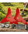 Top Rated Heavy Duty 3 Tooth Brush Cutter Blades For Yard Machines Y28 Plus More Models Thick Steel High Strength Debris Trimming Tools That Rock And Last, two red blades with hardware.