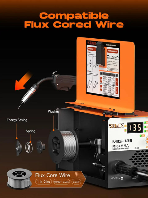 Three In One Gasless MIG Welder With Lift TIG And Stick Welding, 110V flux core inverter with display and wire accessories