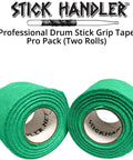 Slick Drum Stick Grip Tape Non Slip Wrap Dark Green Two Pack Soft Cotton Gauze Percussion Accessory close up view.