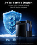 Real Talk Smart Countertop Ice Maker with 3-year service support and durability testing displayed.