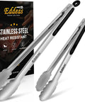 Extra Long BBQ Tongs Set Of Two 12 Inch And 17 Inch Stainless Steel Grillin Tongs With Locking Mechanism Heat Resistant Non Slip Silicone Grips