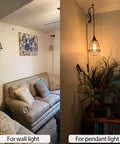 Vintage Plug In Pendant Light Kit for Industrial Style Home Decor Dope E26 E27 Lamp illuminating room with twisted black cord