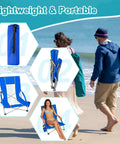 2 Pack Lightweight Low Beach Chairs With Breathable Mesh Back, Folding Portable Sand Chairs With Cup Holder, Beach Scene