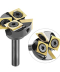 Knockout Heavy Duty Spoilboard Surfacing Router Bit With Carbide Inserts Ats Coating, 1 inch cut diameter, quarter inch shank.