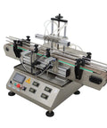 Plug And Play Automatic Liquid Filling Machine With Magnetic Pump And Four Stainless Nozzles Handles Five To One Thousand Milliliter Bottles, showing automated precision filling setup.