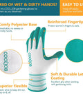 Women Gardening Gloves Six Pairs Breathable Rubber Coated for Yard and Garden with Killer Grip, Nail Protection, Medium, Red Mint