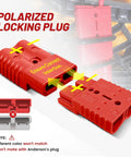 Red Wolf 175 Amp Battery Quick Connector And Jumper Cable Plug showing polarized locking plug for easy connection.