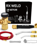 Oxy Fuel Welding And Cutting Torch Kit With X-3B Air Acetylene System, B Type Regulator And Tips, various components displayed.