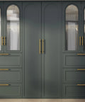 Green cabinet with Gold Cabinet Pulls 3 Inch 15 Pack Brushed Brass Drawer Handles Set For Kitchen Cabinets Bathroom Cupboards And Dresser Hardware Stainless Steel Construction With Easy Screwdriver Installation
