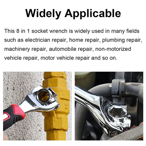 8 In 1 Socket Wrench Set Ultra Versatile Hex Wrench Made From Chrome Vanadium Steel with Non Slip Handle in use