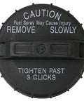 Gas Cap Fuel Tank Cover Cap 10838 Direct Replacement For Nissan Frontier 2001-2011, Sentra 2000-2011, top view with caution text