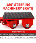Heavy Duty Machinery Skates With Smooth Rolling Polyurethane Wheels No Handle Industrial Dolly System for moving large equipment.