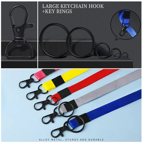 265 Piece Matte Black Swivel Snap Hooks And Heavy Duty Key Rings Set With Lobster Clasps And Jump Rings For Totally Fresh Jewelry Making And Sick Keychain Crafts Plus Zinc Alloy Gear Drops For Everyday Carry Bundles including large black keychain hook and colorful ribbon straps.