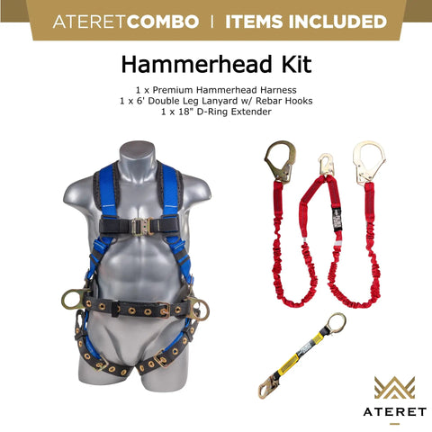 5 Point Safety Harness With 6 Foot Lanyard And D Ring Extender Kit For Industrial Roofing PPE Pro Grade OSHA ANSI Approved