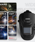 Auto Darkening Welding Helmet With Rechargeable Fan And Light, Large Viewing Window, True Color Lens, Solar Powered Hood, 4 Arc Sensors