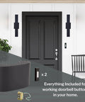 Wired Doorbell Kit With Flat Black Lighted Push Button And 16V Transformer, Modern Surface Mount Chime in home setting