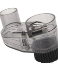 Top Shelf Cnc Router Dust Shoe With 52 Mm Diameter And Slick Nylon Bristle Seal designed for woodworking, featuring clear plastic and bristle seal.