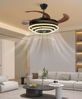 42 Inch Ceiling Fan with Light for Living Room, Bedroom, Remote Control, stylish design with sleek blades and LED ring.