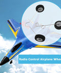 Blue RC foam fighter with Five Pair Front And Rear RC Plane Wheels For Foam Fighter F22 Su27 HW33 Durable Metal And Sponge Tires