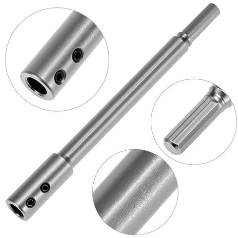 Solid Forstner Bit Extender Chuck With 3 8 Inch Hex Shank Drill Adapter providing dead straight five point seven five inch reach details.