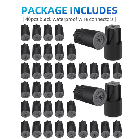 40 Piece Waterproof Outdoor Wire Connectors Set For Landscape Lighting And Wet Locations, Sealant Gel Twist Nuts