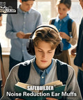Person reading with Heavy Duty Noise Reduction Ear Muffs With 33dB SNR For Reading And Sleeping, indoors, group setting.