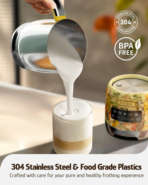Detachable Milk Frother With Four Temperature Settings Delivers Barista Style Foam For Hot Or Cold Drinks Five In One Frothing And Heating Options Dishwasher Safe 400ml Perfect For Latte Cappuccino Hot Chocolate