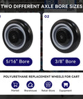 5 Inch Shopping Cart Wheels Replacement Set With Five Sixteenth Inch Axle Polyurethane Casters 1400 Lbs Total Capacity