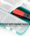 Premium Stainless Steel Line Cutter in tackle box with red handle, ideal for saltwater fishing, pro-grade cutting tool for anglers.