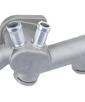 Heavy Duty Replacement Cooling Hose Flange With Heat Resistant Construction For No Sweat Engine Cooling And Drip Free Cruising Solid Garage Tested Fitment For Daily Drivers, silver metal flange with dual outlets.