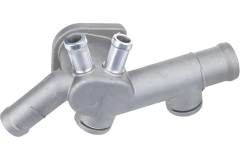 Heavy Duty Replacement Cooling Hose Flange With Heat Resistant Construction For No Sweat Engine Cooling And Drip Free Cruising Solid Garage Tested Fitment For Daily Drivers, silver metal flange with dual outlets.