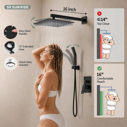 Kick Back And Unwind With This Badass Matte Black 10 Inch Square Rainfall Shower Head Set Built Tough From Premium 304 Stainless Steel For Heavy Duty Bathroom Upgrades