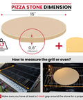 15 Inch Round Pizza Stone For Grill And Oven Heavy Duty Cordierite Baking Pan Thermal Shock Resistant For Crisp Crust