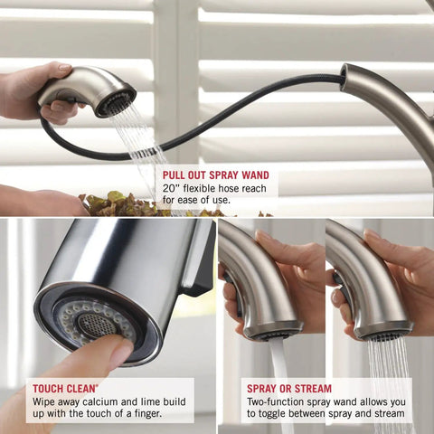 Collins Single Handle Kitchen Sink Faucet With Pull Out Sprayer And Magnetic Docking That Snaps In Chrome Finish Diamond Seal Tech
