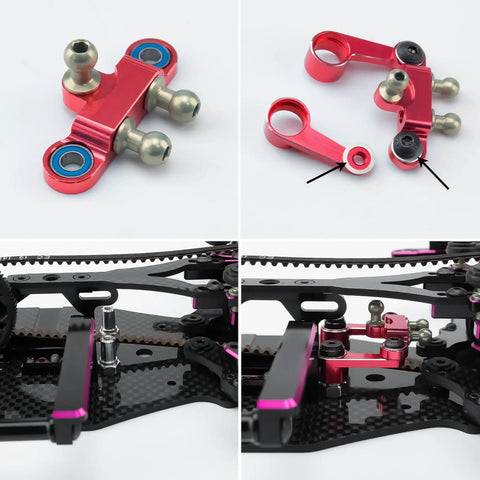 Durable Aluminum Alloy Steering Kit For 1 To 10 Scale RC Drift Cars With Beefed Up CNC Machined Steering Assembly Upgrade.