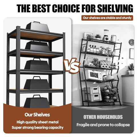 71.2 Inch Tall Wood And Metal Garage Shelving Unit Built Tough With Adjustable Shelves Heavy Duty Industrial Utility Rack For Workshop Garage Or Kitchen 71.2 Inch Tall By 31.5 Inch Wide By 13.8 Inch Deep, black metal frame and wood shelves