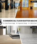 Commercial Grade 13 Inch Floor Buffer And Polisher Machine With Random Orbit Design on marble, wood, vinyl, and concrete floors.