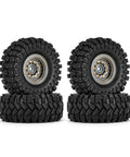 Beefed-Up Beadlock Wheel And Tire Set For Axial SCX24 AX24 TRX4M FCX24 1.0 Inch Brass CNC Machined With -2.65mm Offset, S5 Compound
