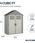 Everett 6x3 Ft Vertical Storage Shed With Lockable Double Doors Windows And Skylight Weatherproof Resin Outdoor Garden Shed