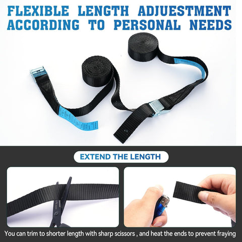 1 Inch By 10 Foot Adjustable Cam Buckle Tie Down Straps Set with cutting scissors and flexible length adjustment