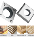 14mm Carbide Square Inserts Set For CNC Router Bits Replacement 14x14x2mm with wood surface examples